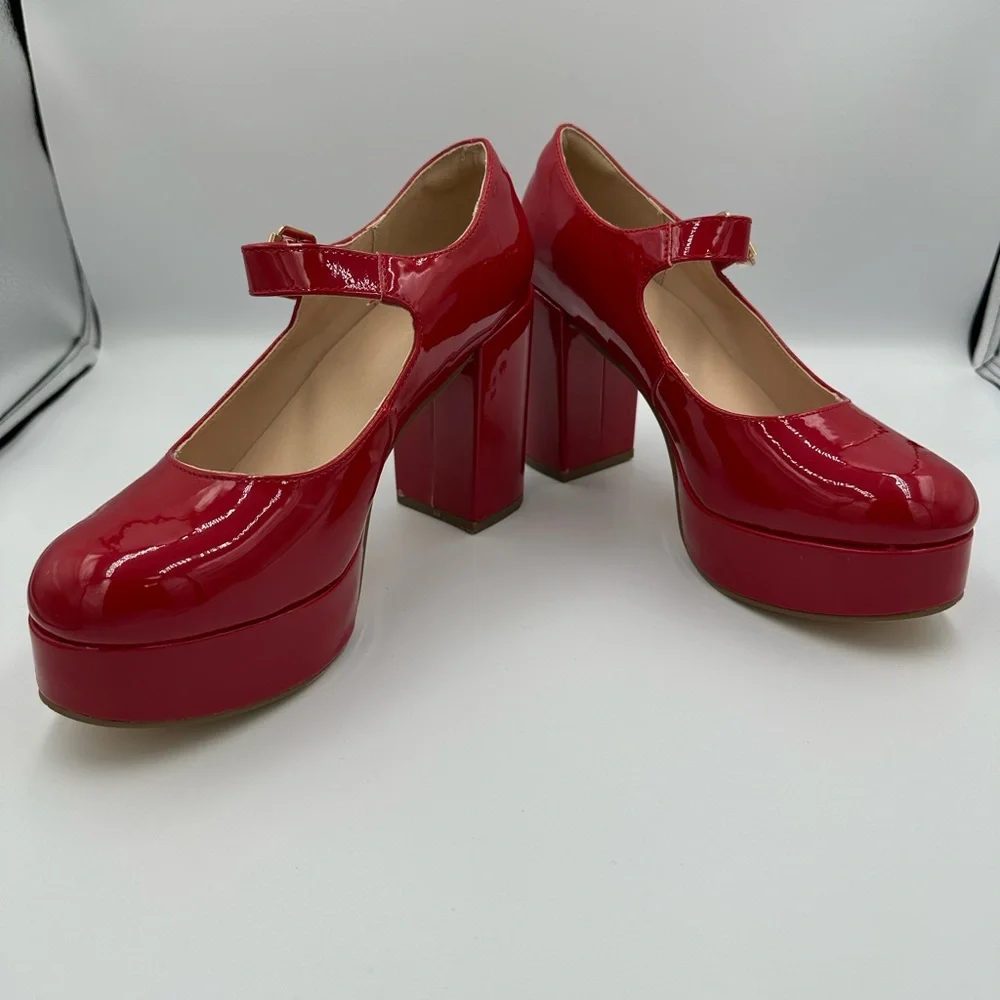 Fireside Red Patent Mary Jane Platform Heels – Size 8.5